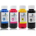 Coralgraph Encre pour Cartouches d'imprimante pour imprimantes HP 4 Couleurs Cartouches CISS- / CIS- 4 x 100 ML