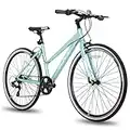 Hiland Hybrid Bike Urban City Commuter Bicycle for Women Comfortable Bicycle 700C Wheels 18 inch Frame with 7 Speeds Mint Green