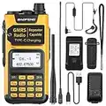 BAOFENG GM-15 Pro GMRS Radio Long Range Walkie Talkie,GMRS Repeater Capable,Rechargeable Two Way Radios,Yellow Handheld Dual Band Radio Full Kits