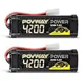 POVWAY 4200 NiMH Akku 4200mAh 7.2V RC Akku mit Tami ya Stecker für RC Autos RC Geländefahrzeuge RC Flugzeuge und Ihre verschiedenen RC Hobbys（2 Packs）