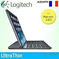 Logitech Étui à clipser ultra fin magnétique pour Apple iPad mini 1/2/3 uniquement Motif clavier français AZERTY Noir