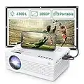 Projector, YEZMEK Mini Projector 8500 Lumen Native 1080P Full HD, Portable Projector Compatible with TV-Stick Smartphone & Tablet Laptop PS4/5 HDMI USB AV, for Home Cinema & Outdoor Movie, White.