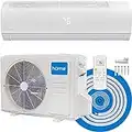 hOmeLabs Split Type Inverter Air Conditioner with Heat Function - 18,000 BTU 230V - Low Noise, Multimode Air Conditioning with a Washable Filter, Stealth LED Display, and Backlit Remote Control