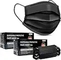 Disposable Black Face_mask Box of 100 | Breathable Triple Layer Mouth Cover with Elastic Ear loops| UK Seller