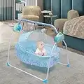 Electric Baby Crib Cradle 0-25Kg Infant Rocker Auto Swing Bed Baby Cradle Baby Swing Chair Automatic Rocking Chair Big Space, Five Gears Adjustable, Intelligent Control(No Battery) (Blue)