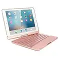 Suney 2019 10.2" iPad Keyboard Case,Suney Auto Sleep-Wake Aluminum Shell 360 Rotate 7 Color Backlit Bluetooth Keyboard Cover Wireless Keyboard Case for 2019 iPad 7th Generation 10.2" - Rose Gold