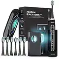 Aquasonic Black Series PRO Ultra Whitening Toothbrush w UV Sanitizing Base 4 Modes & Smart Timers UV Sanitizing & Charging Travel Case Electric Tooth Brush 6 Proflex Brush Heads