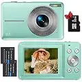 Cámara de Fotos con Tarjeta de Memoria Micro 32G, 1080P Cámara Digital 44MP Cámara Digital Compacta HD Camara Fotos Digital con Zoom Digital de 16x y 2 Pilas para Niños, Niñas y Principiantes-Verde