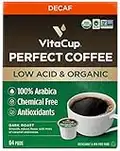 VitaCup Organic Perfect Dark Roast Decaf Coffee Pod for Pure & Clean Energy & Antioxidants from Low Acid, Guatemala Single Origin in Recyclable Single Serve Pod compatible w/Keurig K-Cup Brewers,64CT