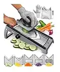 Fullstar 7-in-1 Stainless Steel Mandoline Slicer for Kitchen, Vegetable Slicer, Veggie Chopper & Cheese Grater, Meal Prep Food Storage Container Anti-slip Base & Protective Glove Included