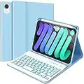 Nanhent iPad Mini 6 Keyboard Case 2021, Soft TPU Back Stand Cover with Pencil Holder & 7 Colors Backlit Magnetically Detachable Wireless Keyboard for 8.3 Inch iPad mini 6th Generation