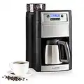 KLARSTEIN Filter Coffee Machines with Grinder, 1000W Grind and Brew Coffee Machine Filter w/Timer & Activated Carbon Filter, 5 Grind Levels, Makes 10 Cups, Small Coffee Makers for Ground Coffee Beans