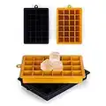 Blumtal 2x24 Ghiaccio Stampo Cubetti Silicone 2,6 cm - Vaschette Stampo Ghiaccio Silicone, Cubetti Ghiaccio Cocktail, Certificato Senza BPA, Facili da Staccare, Nero/Giallo