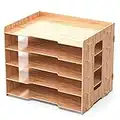 Lesfit Portadocumenti Scrivania in Legno, Organizer Ufficio, 5 Scomparti (32 x 25 x 27 cm)