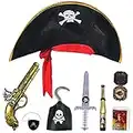 9 Pezzi accessori da pirata per bambini cappello pirata pirata tema per feste pirata cosplay accessorio con cappello da pirata pirata occhi bussola telescopica pirata per gancio