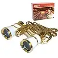 HQRP Opera Glasses Binocular White Pearl Color, Crystal Clear Optic (CCO), Necklace Chain in HQRP Gift Box