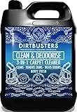 Dirtbusters Nettoyant Désodorisant Professionnel Concentré 3 en 1 pour Tapis/Tissus - Neutraliseur d’Odeur, Parfum Baies Rouges, Shampoing Idéal des Machines Lavant par Extraction, 5 Litres