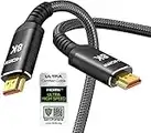 Snowkids 8K HDMI Cable 2.1 10FT/3M 48Gbps, Certified 48Gbps High Speed 3D 8K60 4K120 144Hz Braided HDMI Cord eARC HDR10 HDCP 2.2&2.3 Compatible with Roku TV/PS5/HDTV/Blu-ray Black