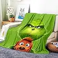 VOZMIO The Grinch - Coperta in flanella calda e morbida, adatta per aria condizionata, coperta per pisolino (100 x 150 cm)