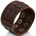 JewelryWe Mens Wide Leather Bracelets Punk Rock Cuff Band Weave Leather Bangle Bracelet, for Father’s Day