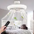 PINFM 18in Ceiling Fan with Lights, 72W Enclosed Ceiling Fans with Remote,3-Color Dimmable Flush Mount Low Profile Ceiling Fan,3-Speed Wind Fan with ABS Blades,Smart Timing,For Living Room.