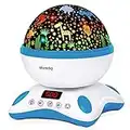 Moredig Baby Projector, Night Light for Kids with Timer & Remote 12 Songs 360 Degree Rotating 8 Colorful Lights Christmas Gifts for Baby - Blue