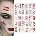 Tatouage Temporaire Halloween, Tatouage Halloween, Scars Tatouages, Tatouages Zombie, 30 Pcs Tatouages Temporaires, Tatouage Temporaire Autocollants pour Décoration Halloween Maquillage Cosplay (02#)