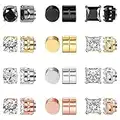 NEWITIN 12 Pairs Magnetic Stud Earrings for Men Stainless Steel Magnetic Earrings Men Clip on Earrings Non Piercing Inlaid Cubic Zirconia Earrings Hoop Magnetic Earrings for Women