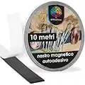 OfficeTree Nastro Magnetico Adesivo 10 m - Striscia Magnetica - Adesivo e Adatto per Poster, Foto e Fogli - Tenuta Ottimale su Lavagne Magnetiche e Bacheche - Nero