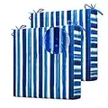 LFNOONE Outdoor Patio Chair Cushions17 x17 Water-Resistant Garden Chair Cushions Colorful High Density Sponge Filling Glider Lawn Seats mat Set of 2 Blue Stripes Outdoor Cushions for Patio Furniture…
