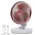 Silent Desk Fan, USB Small Fan Table Cooling Fans, Quiet Operation, 4 Speeds, 3 Fan Blades, Strong Airflow, Rotatable Head, 6,5 Inch Portable Fan for Home Bedroom Office Outdoor Travel(Rose Gold)