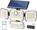 FAYIBUY Lampada Solare da Esterno con Sensore di Movimento 333 Led Luce Solare LED Esterno Ip65 Impermeabile Luci Solari da Giardino con Telecomando, 3 Modalità 240°Ampio Angolo Faretti Solari