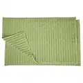 Superior Striped Bath Mat 2-Pack, 100% Combed Cotton, Luxury Spa Ribbed Texture, Durable and Washable Bathroom Mats - Terrace Green, 22" x 35" each