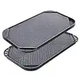 Sensarte Nonstick Griddle Grill Pan, Reversible Grill & Griddle Pan, Two Burner Cast Aluminum Griddle, Portable for Indoor Stovetop or Outdoor Camping BBQ, 19.5" x 10.7" (Gray)