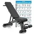 YOUTEN 1000 LB Weight Bench Heavy Capacity | 9-4-4 Almost 90° Adjustable Incline Decline Exercise Bench Press for Home Gym More Stable and Durable | Foldable Training Lifting Bench | Dragon Flag Handle for Abdominal Arm Workout