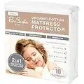 Pure Siesta Kids Organic Cotton 100% Waterproof Mattress Protector Pad, Washable, Noiseless & Breathable Bed Cover Cover (Full)