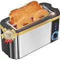 DyBaxa Stainless Steel Toaster 4 Slice, Toaster 2 Slice Long Slot, Compact 4 Slice Toaster Wide Slot for Bagel Sourdough Artisan Croissant Muffin, 6 Browning Control, Warming Rack, Removal Crumb Tray