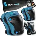 SKATEWIZ Schoner Inliner Kinder - Handgelenkschoner Kinder Schoner Set - Armschoner Inline Protektoren Kinder - Skateboard Schützer Kinder - Protect-1 Blue Größe XS