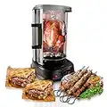 NutriChef Countertop Vertical Rotating Oven - Rotisserie Shawarma Machine, Kebob Machine, Stain Resistant & Energy Efficient W/ Heat Resistant Door, Includes Kebob Rack with 7 Skewers (PKRTVG34)