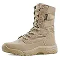 FREE SOLDIER Men's Tactical Boots 8 Inches Lightweight Combat Boots Durable Suede Leather Military Work Boots Desert Boots (Tan, 8.5)