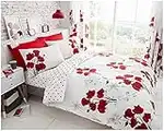 GC GAVENO CAVAILIA Polycotton Floral Duvet Cover King Size, Reversible Printed Bedding Set, Cosy Comforter Bed Covers With Soft Pillowcases, Red