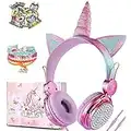 lalacosy Kids Headphones,Wired Headsets with Gifts Packing Include Sticker&Bracelet for Girls,Built-in Mic&On/Over Ear HD Stereo for Online Study/School/Tablet with Nylon Cable