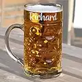 Personalised Giant 1 Litre Glass Stein Tankard, Any Name Engraved LH - Enter Your Own Custom Text