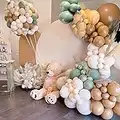 Brown and Green Balloons Garland kit, 114pcs Pastel Brown and Nude Balloon, Green Sage Balloons Blush Nude Balloons for Teddy Bear Baby Shower Jungle Safari Them Party Decorations Supplies