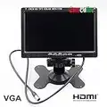 CursOnline® Monitor TFT LCD 7" Pollici A Colori HD con Ingressi HDMI/RCA + AV + VGA - per Telecamera di SORVEGLIANZA E per POGGIATESTA Auto con PULSANTIERA