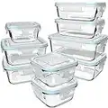 S SALIENT 18 Piece Glass Food Storage Containers with Lids, Meal Prep Containers for Food Storage, BPA Free & Leak Proof (9 lids & 9 Containers)