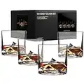 LIITON Juego de vasos de whisky Everest Crystal Whisky de 4 piezas de cristal de cristal, regalos para hombres para cócteles, ginebra bourbon, ron, 4 vasos de regalo de 270 ml