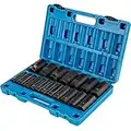 VEVOR Impact Socket Set, 19pcs x 1/2inch Metric 3/8-1-1/2 inch Impact Sockets, 6-Point Deep Socket Rugged Construction High-torque, Cr-V Drive Socket Set Impact with a Storage Cage