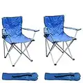 FineHome Lot de 2 chaises de pêche pliables avec porte-gobelet et sac de transport Bleu Charge maximale 120 kg