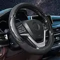 Car Steering Wheel Cover - YGYQZ Leather Steering Wheel Cover Universal Size M 37-38cm /14.5-15inch, Anti-slip, Breathable, Black